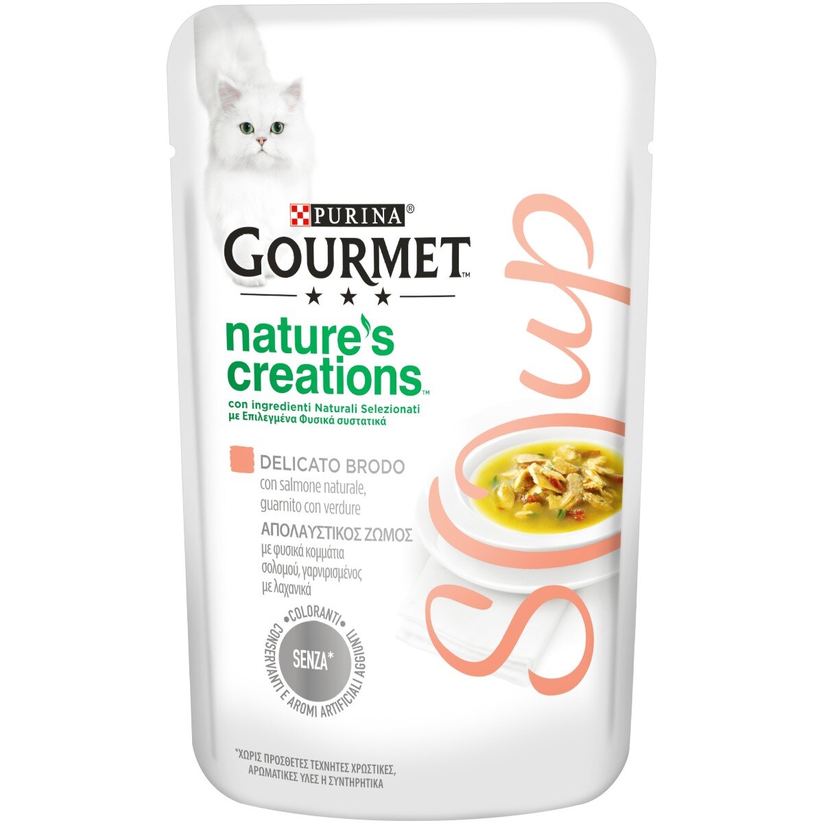 Alimento complementare Gourmet Soup Salmone e Verdure 40 g per gatti adulti Alimento complementare Gourmet Soup Salmone e Verdure 40 g per gatti adulti